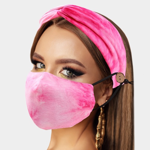 Handmade Mask Cotton Inside Matching Headband - Picture 1 of 3